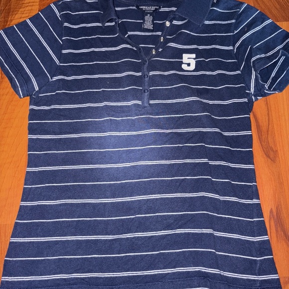 Vintage y2k American Eagle Outfitters Blue and White Polo - Picture 1 of 3